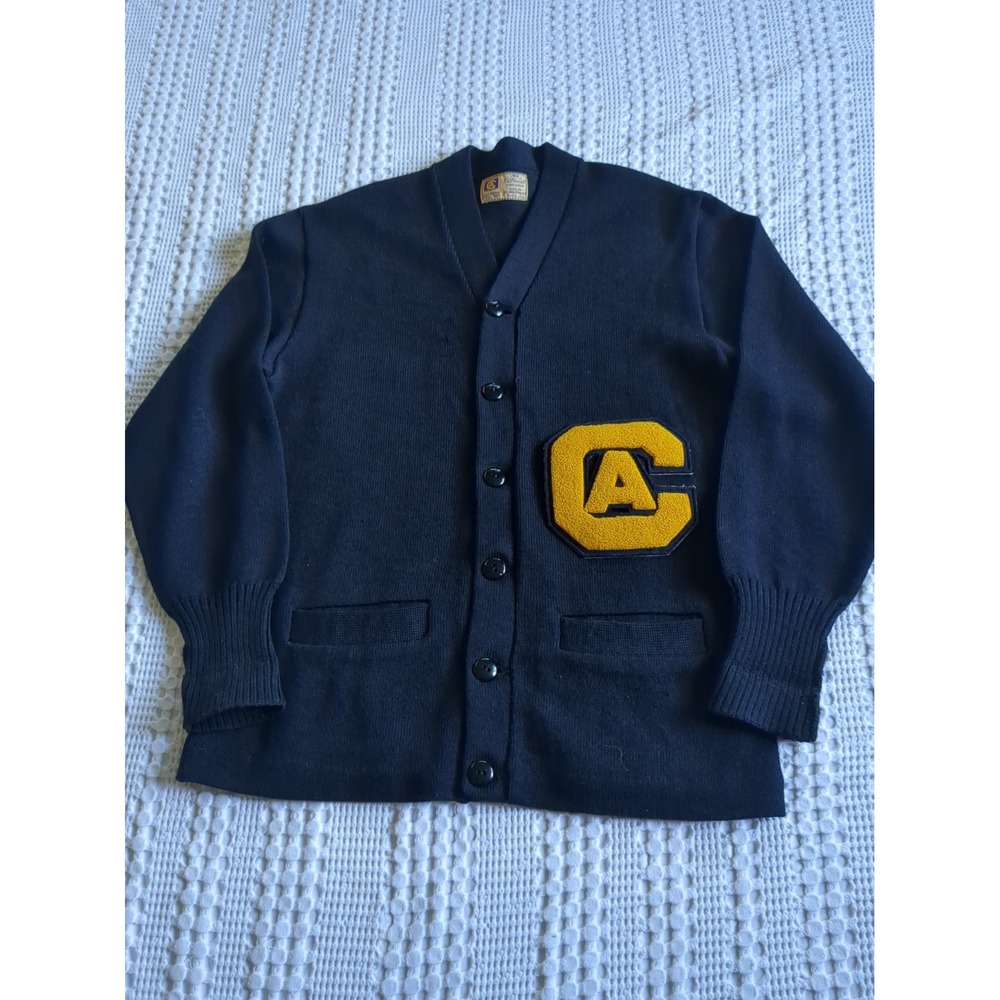VTG H. L. Whiting Co UC Davis Agricultural College Wool Cardigan Sweater Medium